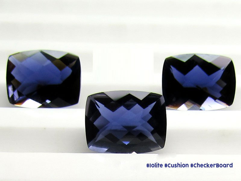 Iolite Cushion Checkerboard