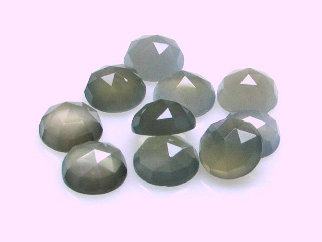 Grey Moonstone Rose Cut Round