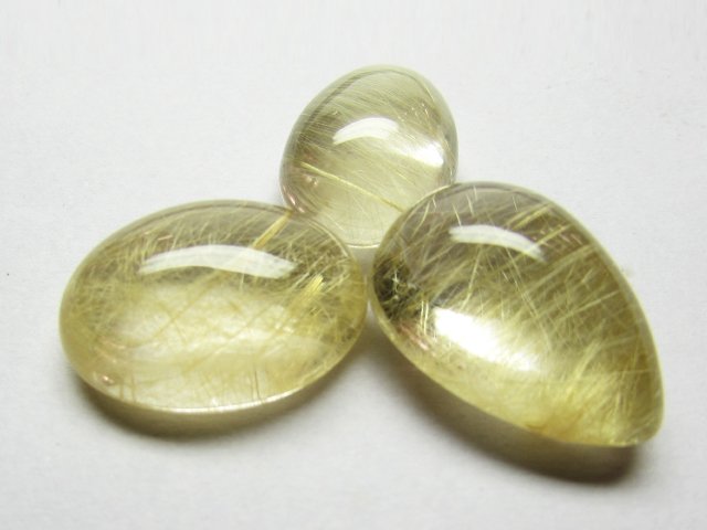 Rutile Quartz Cabochon Pears